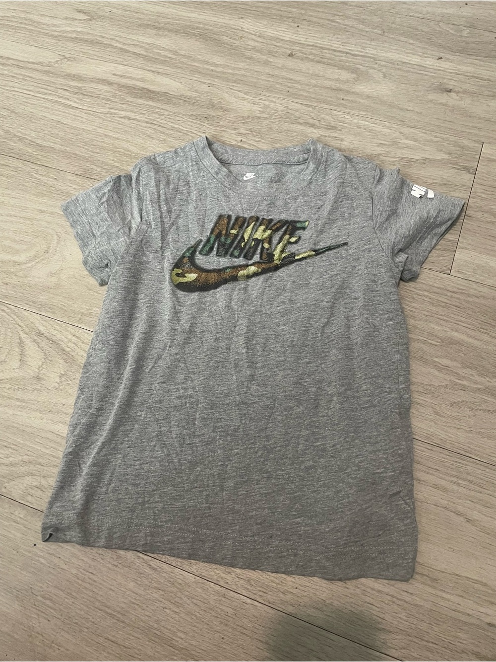 Nike Kids Gray Tee with Camo Logo